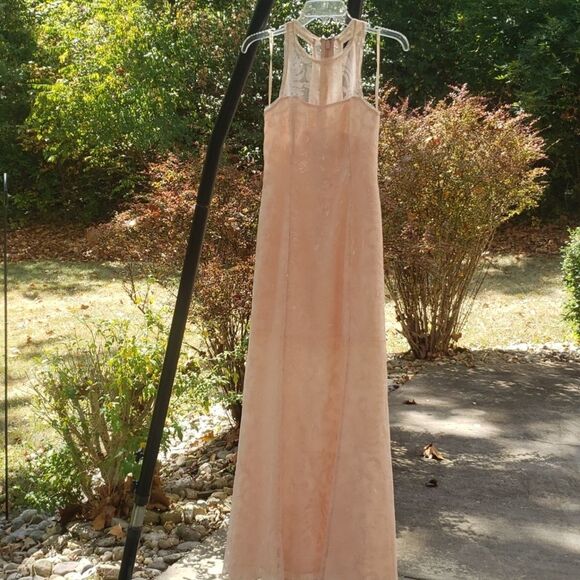 Source Unknown Dresses & Skirts - Maxi Dress Blush Pink 6 Sequins on Sheer Illusion A line Elegant Formal Gown